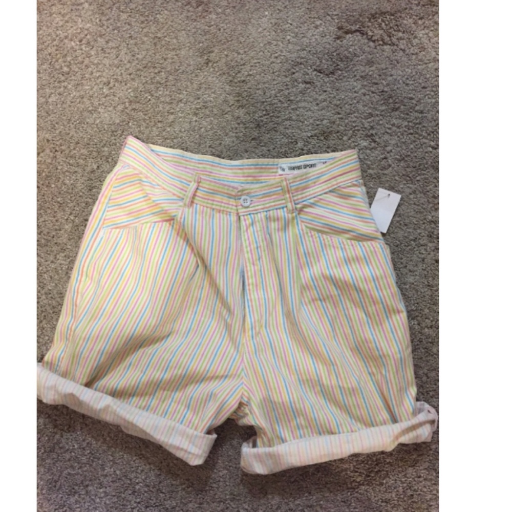 Rainbow pastel stripe high-waisted short